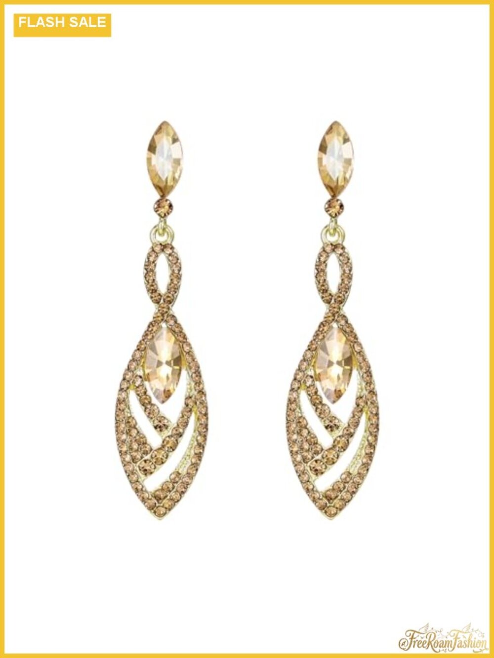 Twisted Dual Chandelier Pierced Dangle Earrings Austrian Crystal Zinc Alloy